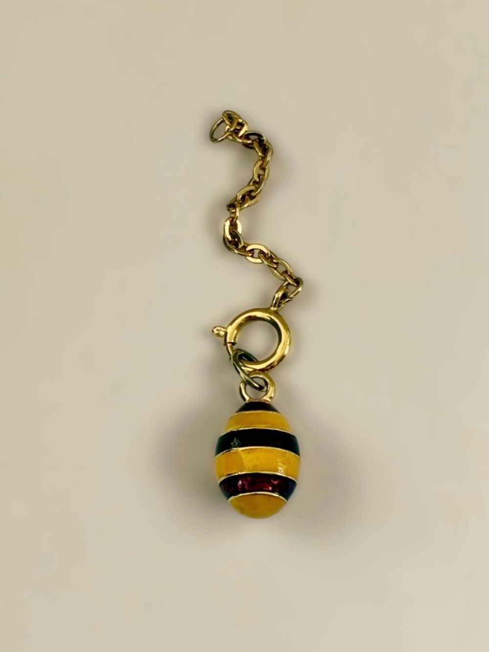 Joan Rivers Fabergé Egg Style Burgundy Bee Enamel Charm Pendant w/ Extender